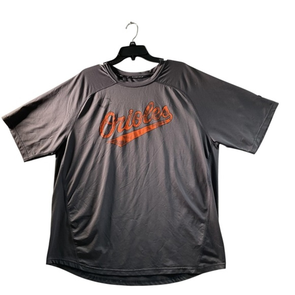 Baltimore Orioles Mens Shirt 2XL Gray Orange MLB Baseball Short Sleeve Evoshield